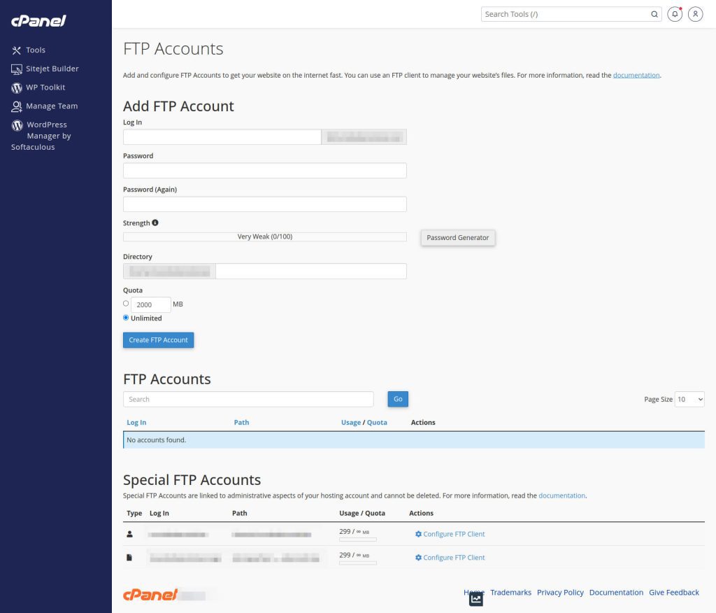 FTP Accounts