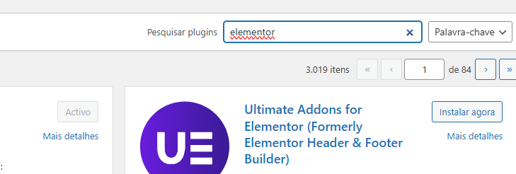 pesquisar elementor